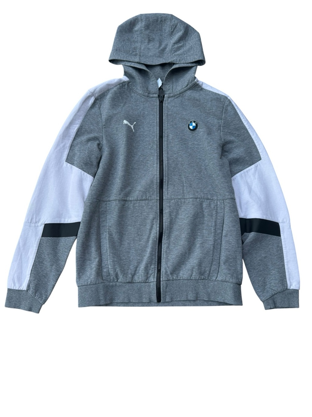 Puma x BMW men Grey & White Hooded Zip sweater